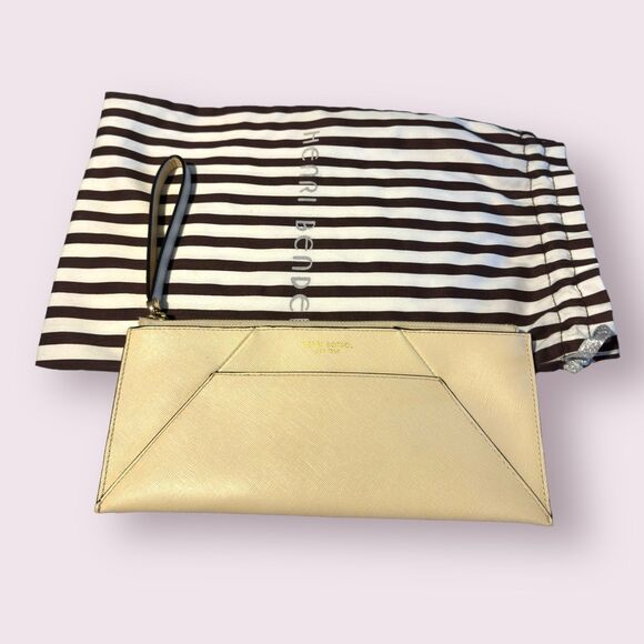 Henri‎ Bendel Wallet Clutch Purse Wristlet Beige West 57th - Picture 5 of 6